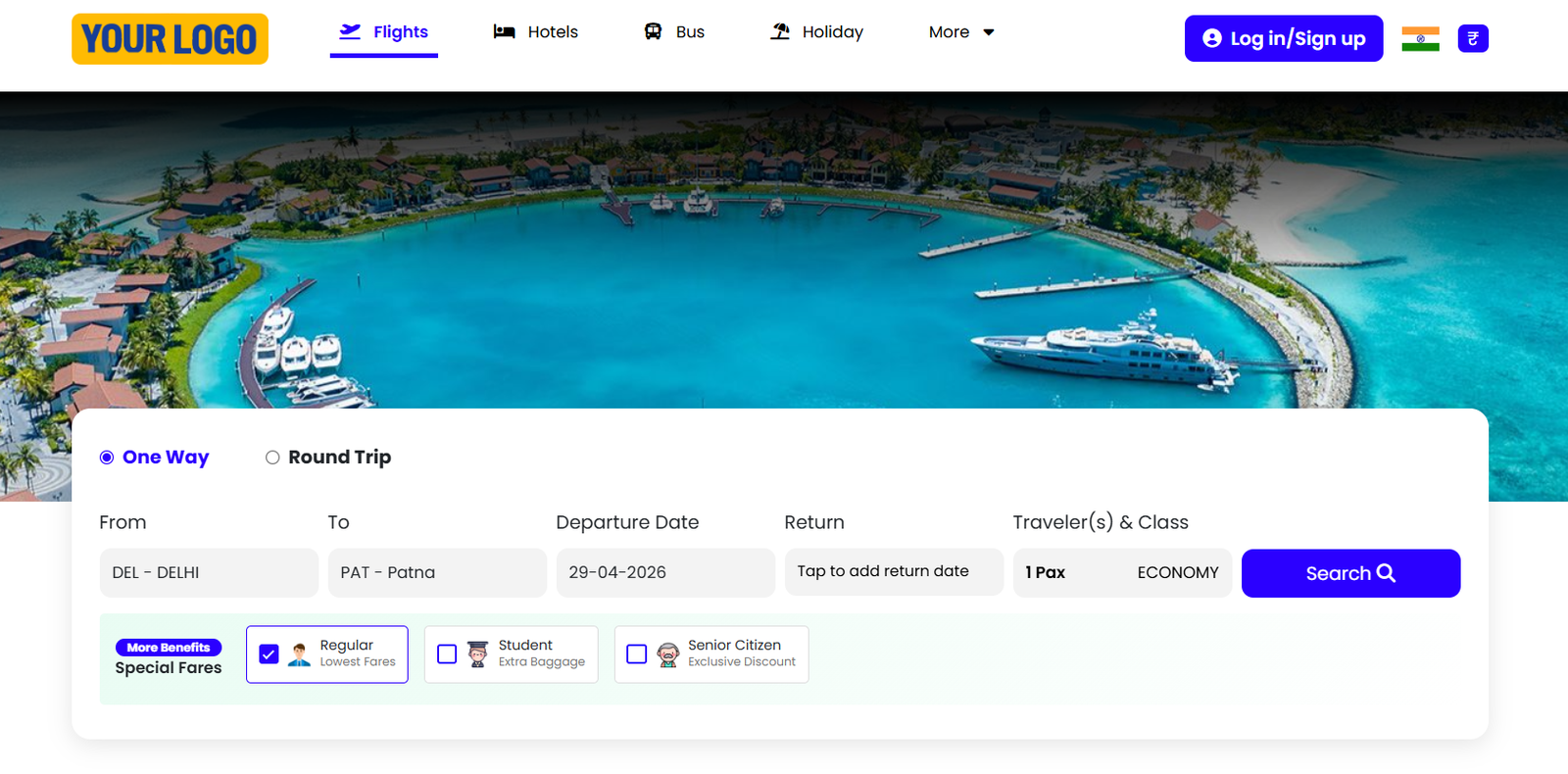 Travel portal theme preview